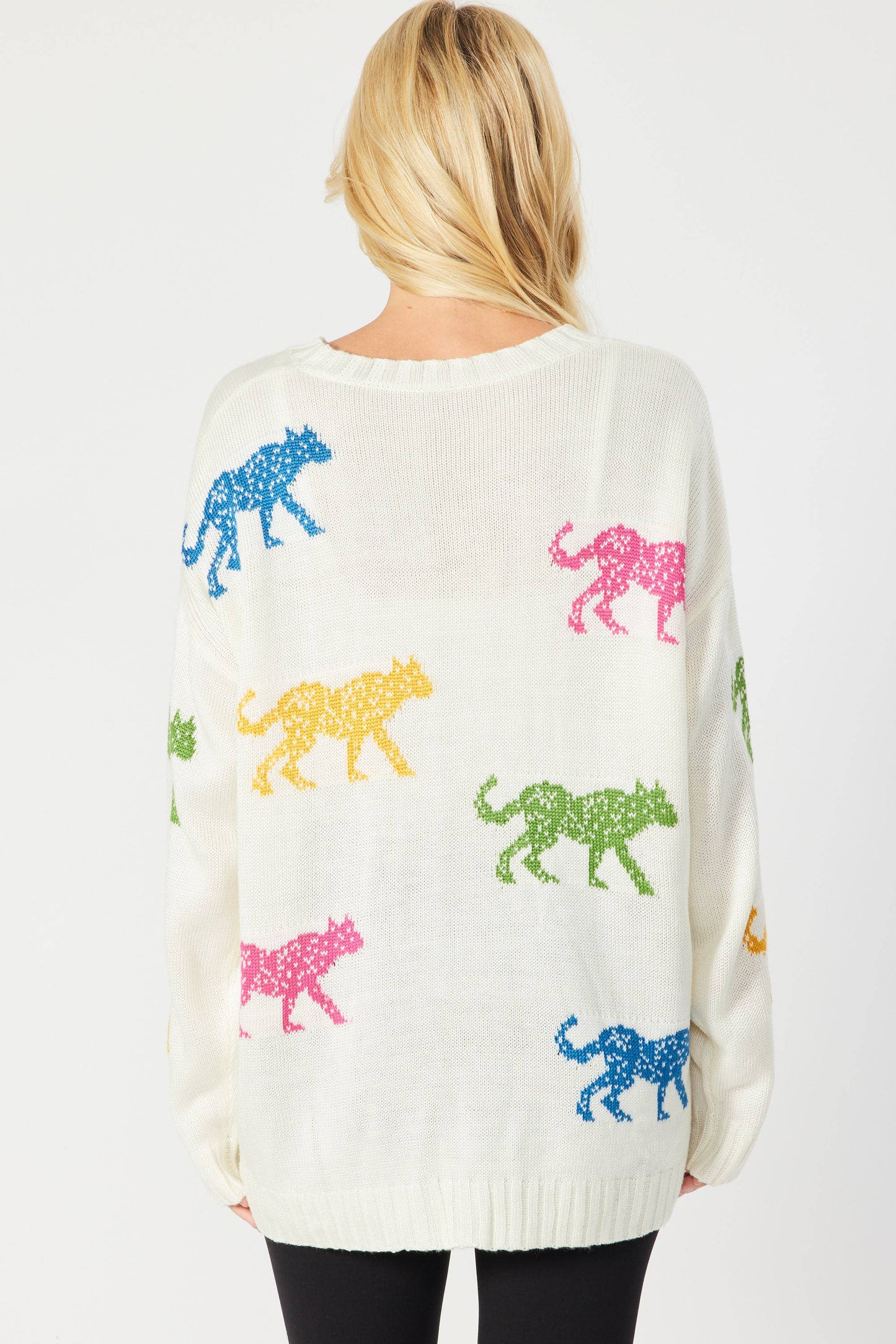 SW5067 - MULTI COLOR CHEETAH OVERSIZED PULLOVER SWEATER