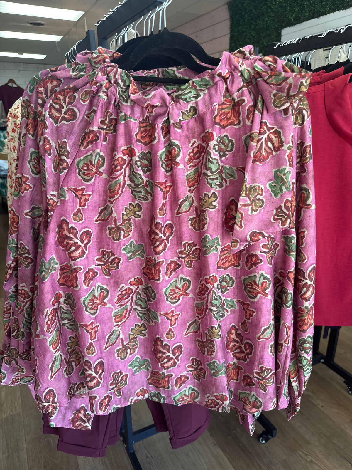 RUFFLE TIE LONG SLEEVE BLOUSE