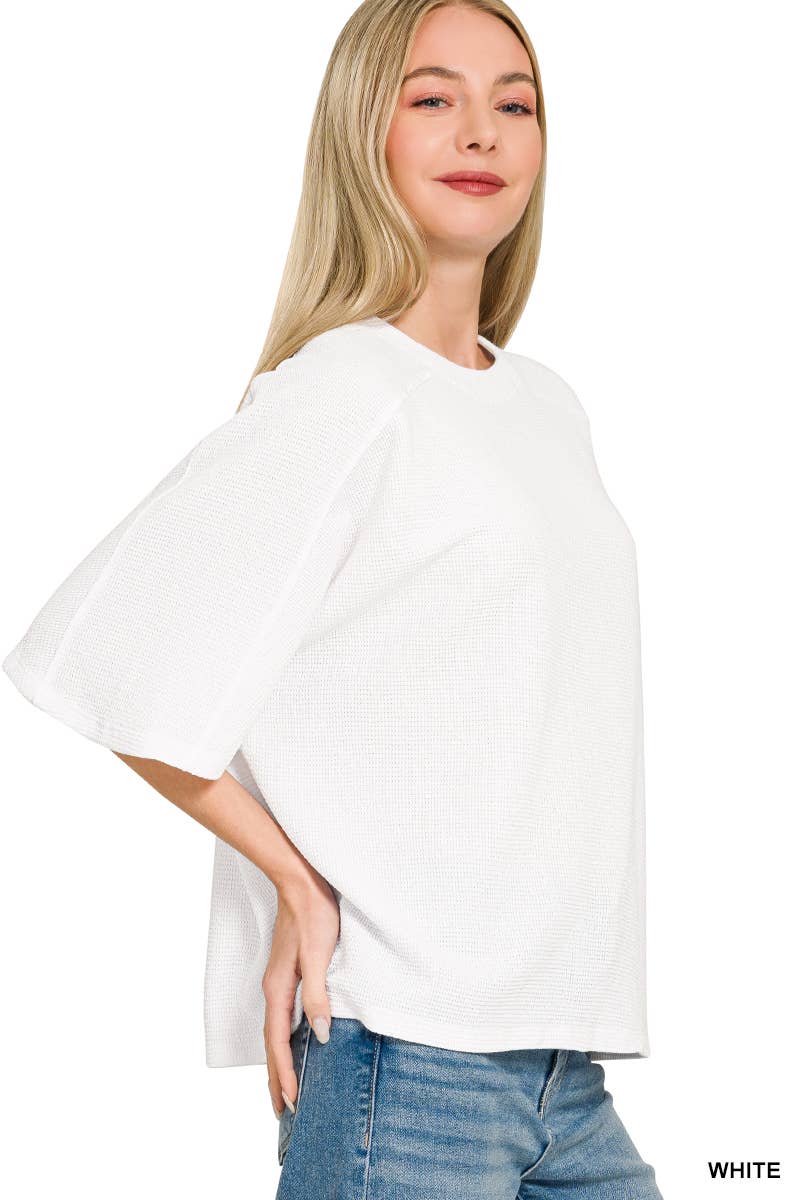 Double Knit 3/4 Sleeve Top w/ Exposed Seams - Zenana