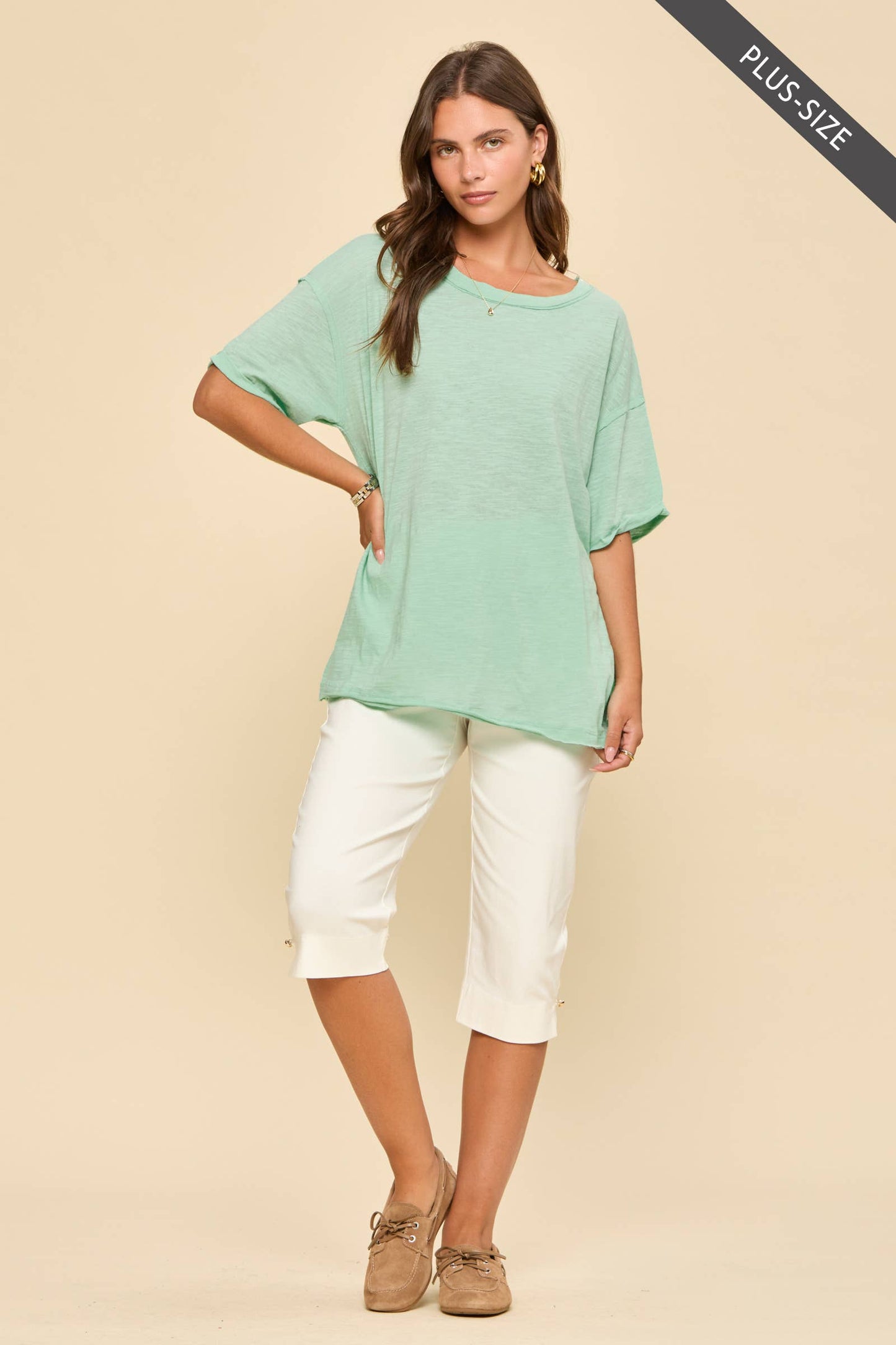 PLUS SIZE Short Sleeve Cotton Top