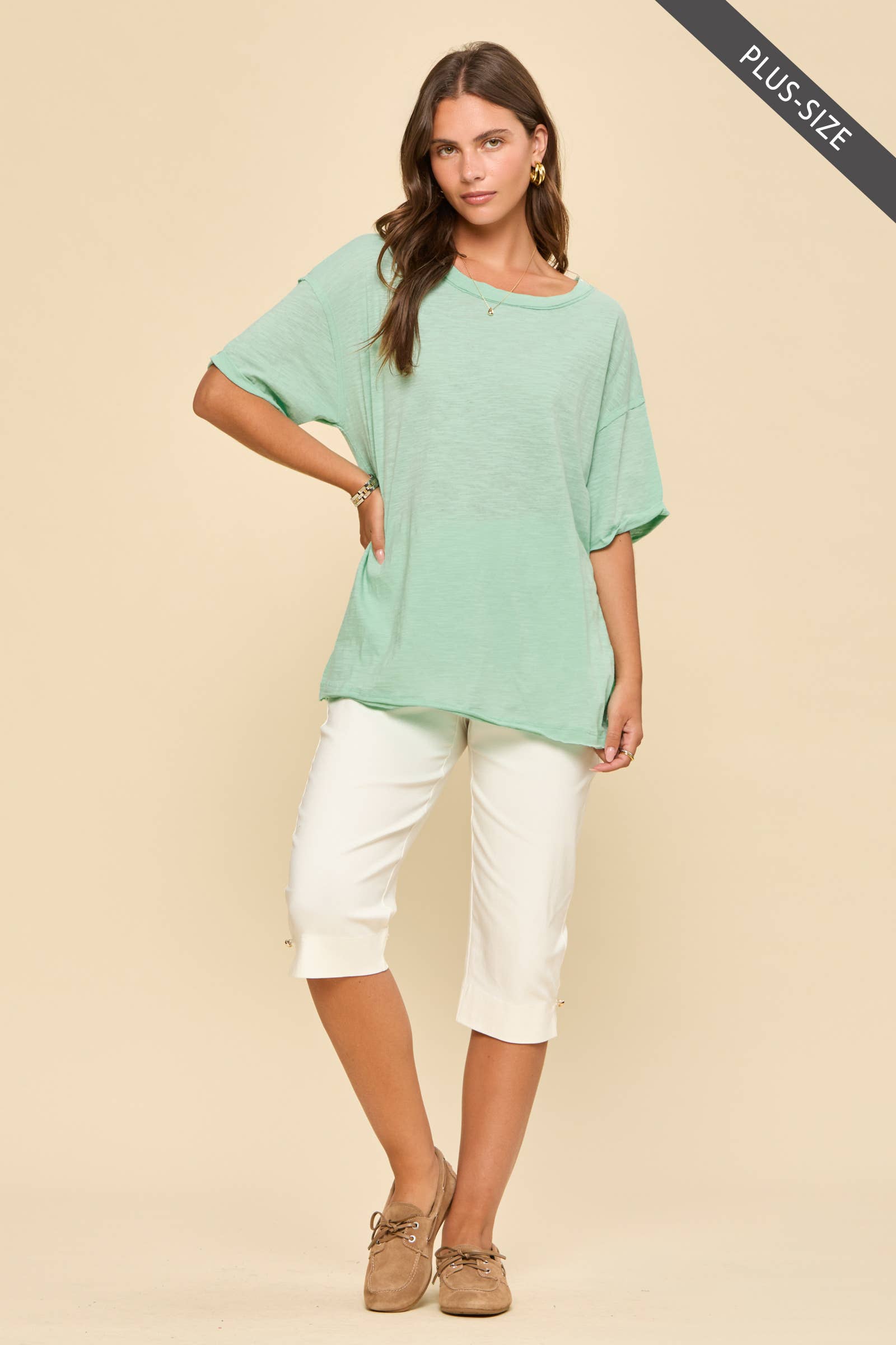 PLUS SIZE Short Sleeve Cotton Top
