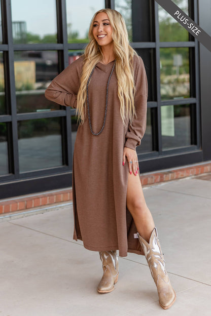 PLUS SIZE Waffle Knit Thermal Duster