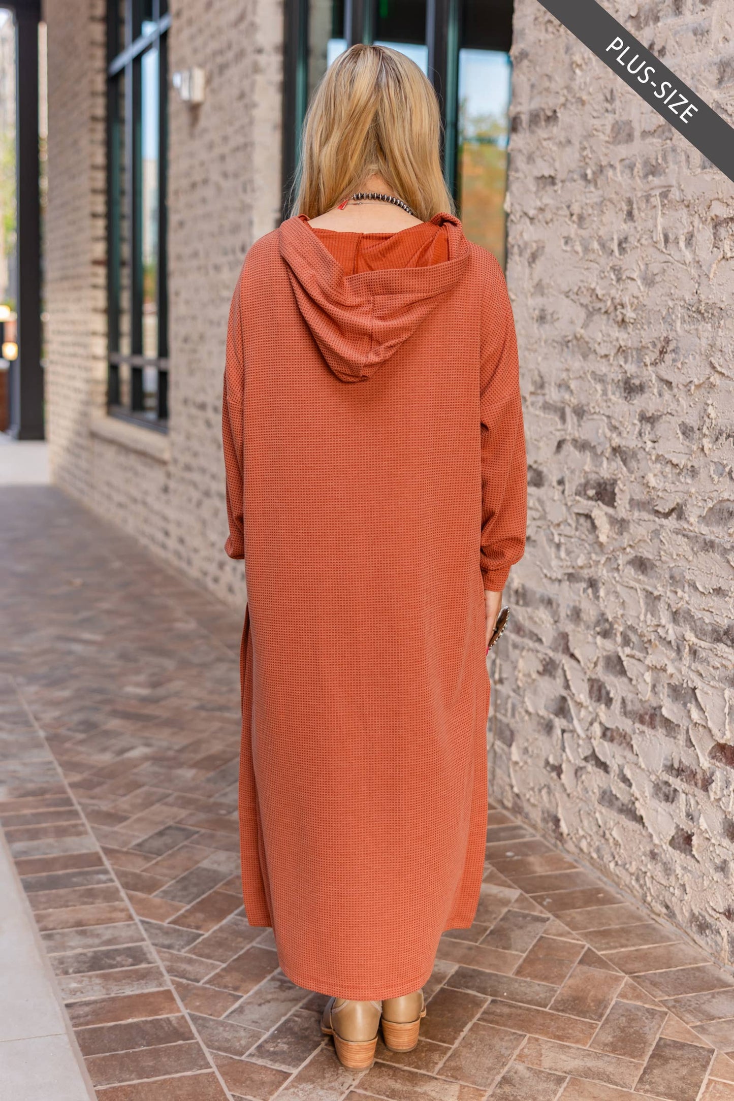 PLUS SIZE Waffle Knit Thermal Duster