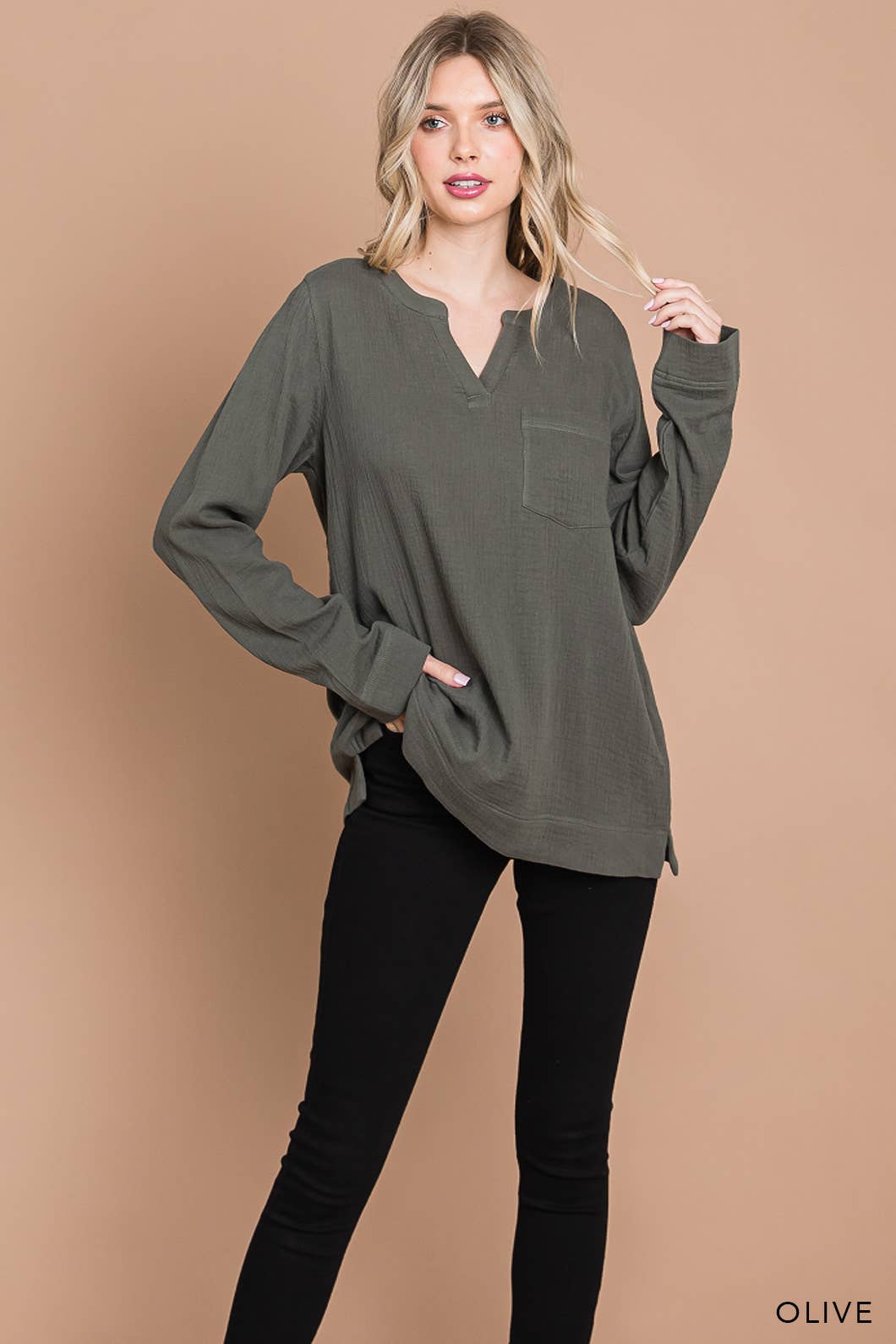 63165W - Fall/Winter Long Sleeve Cotton Gauze Top