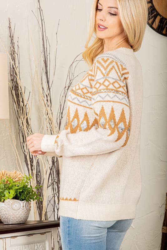 WT1050L MULTI PRINT SWEATER TOP