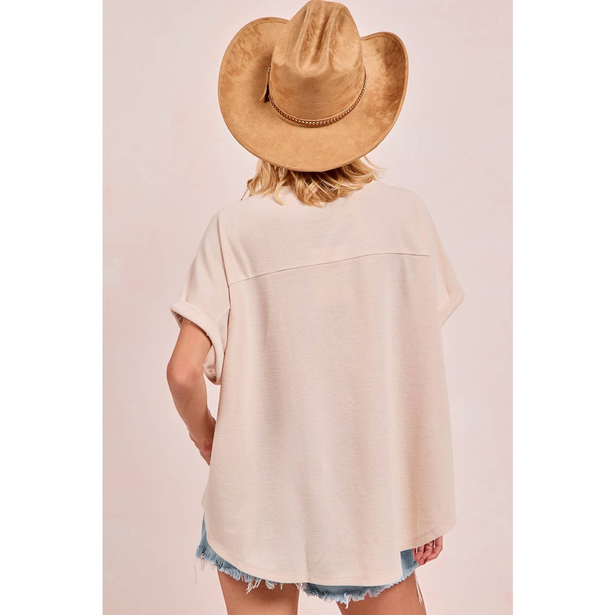 GAMEDAY FOOTBALL PATCHWORK WAFFLE SHORT TOP