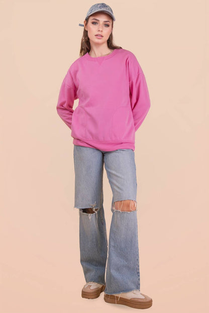 NT12385-Oversized Casual Comfy Solid Knit Top