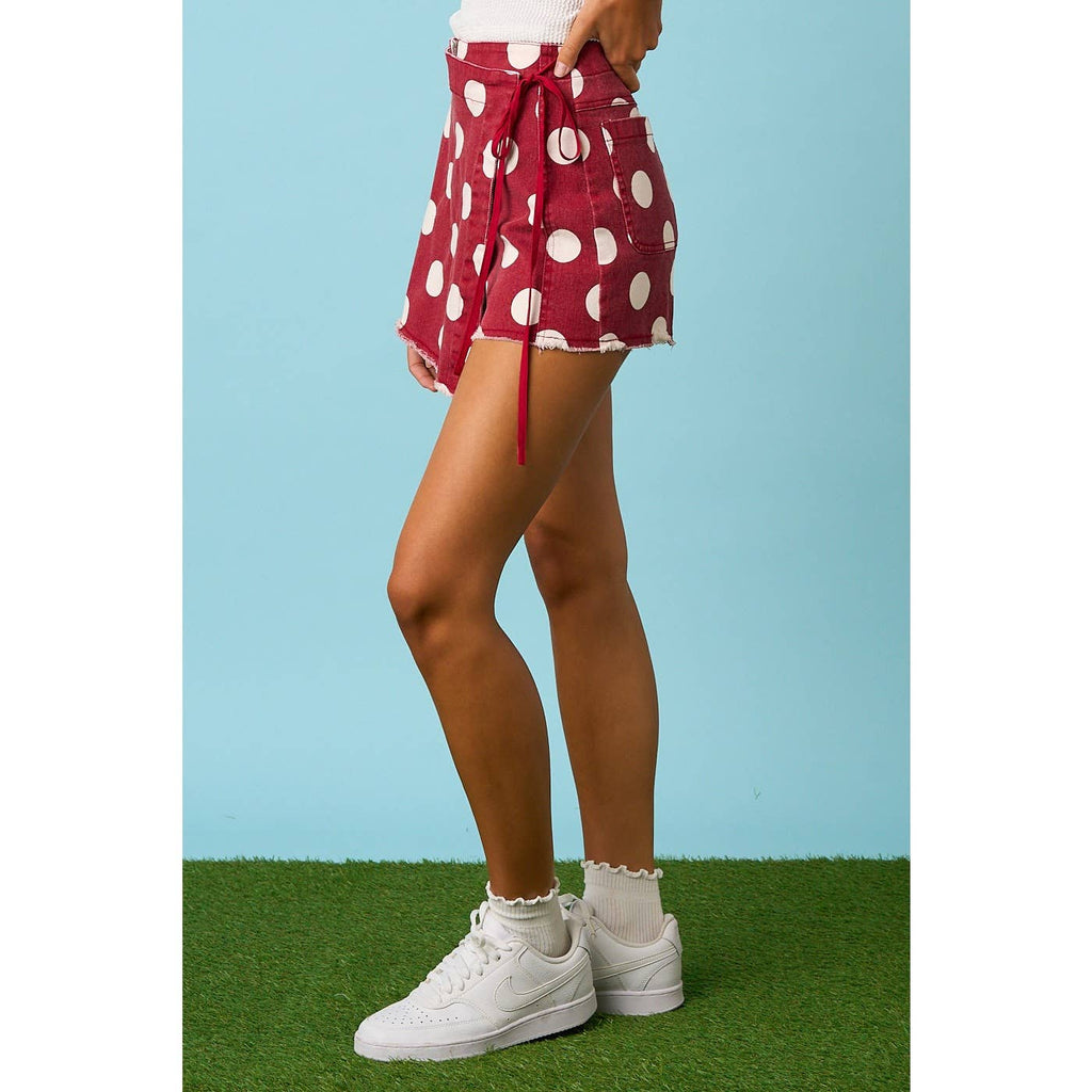 GAME DAY POLKA DOT OVERLAY WRAP FRONT MINI SKORT