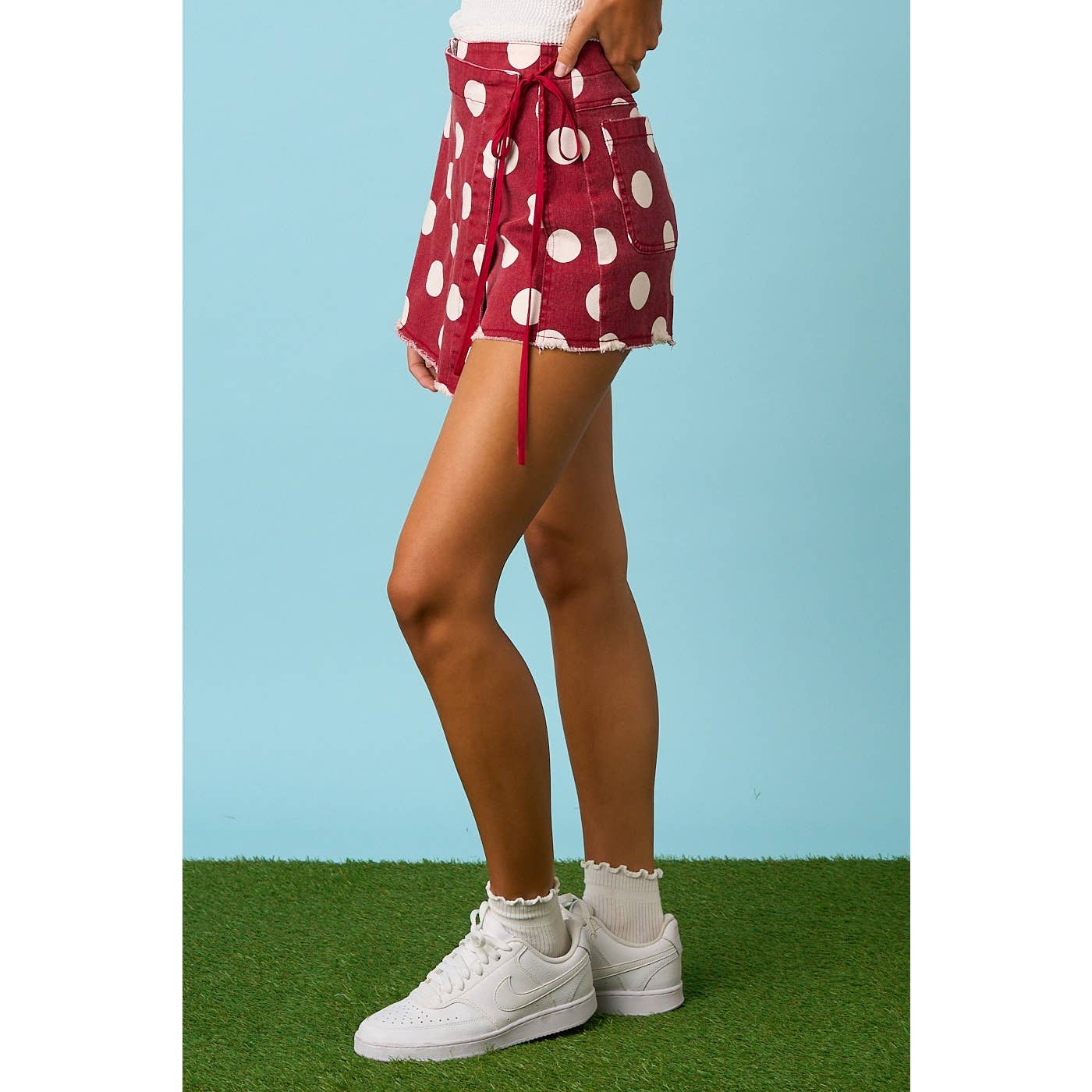 GAME DAY POLKA DOT OVERLAY WRAP FRONT MINI SKORT