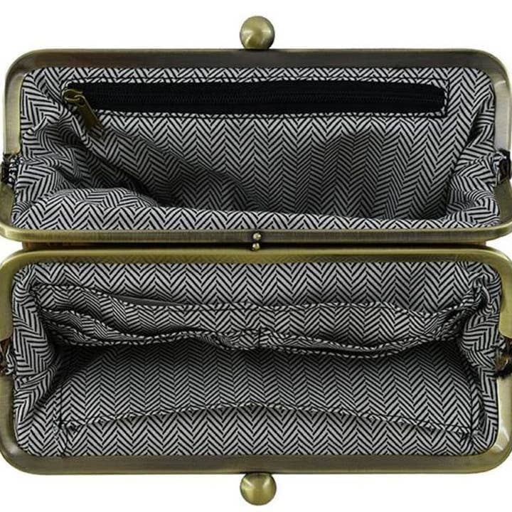 BP208SU Faux Suede Two Tone Kiss Lock Clutch