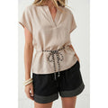 Linen Rope Tie Waist Blouse