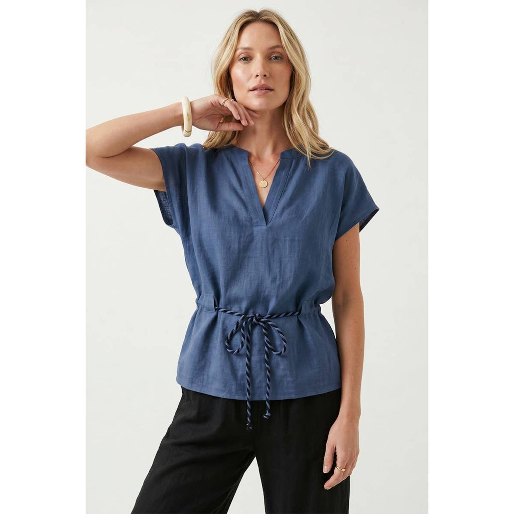 Linen Rope Tie Waist Blouse