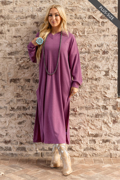 PLUS SIZE Waffle Knit Thermal Duster