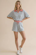 Stripe Color Block Loose Fit Lounge Wear Set