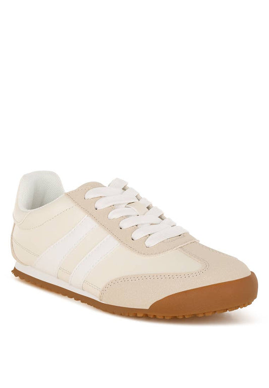 Peak Burn Casual Lace-Up Sneakers: Beige / US-7 / UK-5 / EU-38