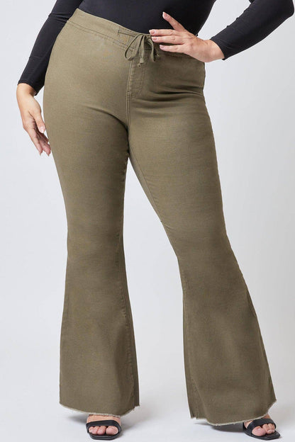 Plus Size Pull On Fray Hem Flare Jean-EP93721