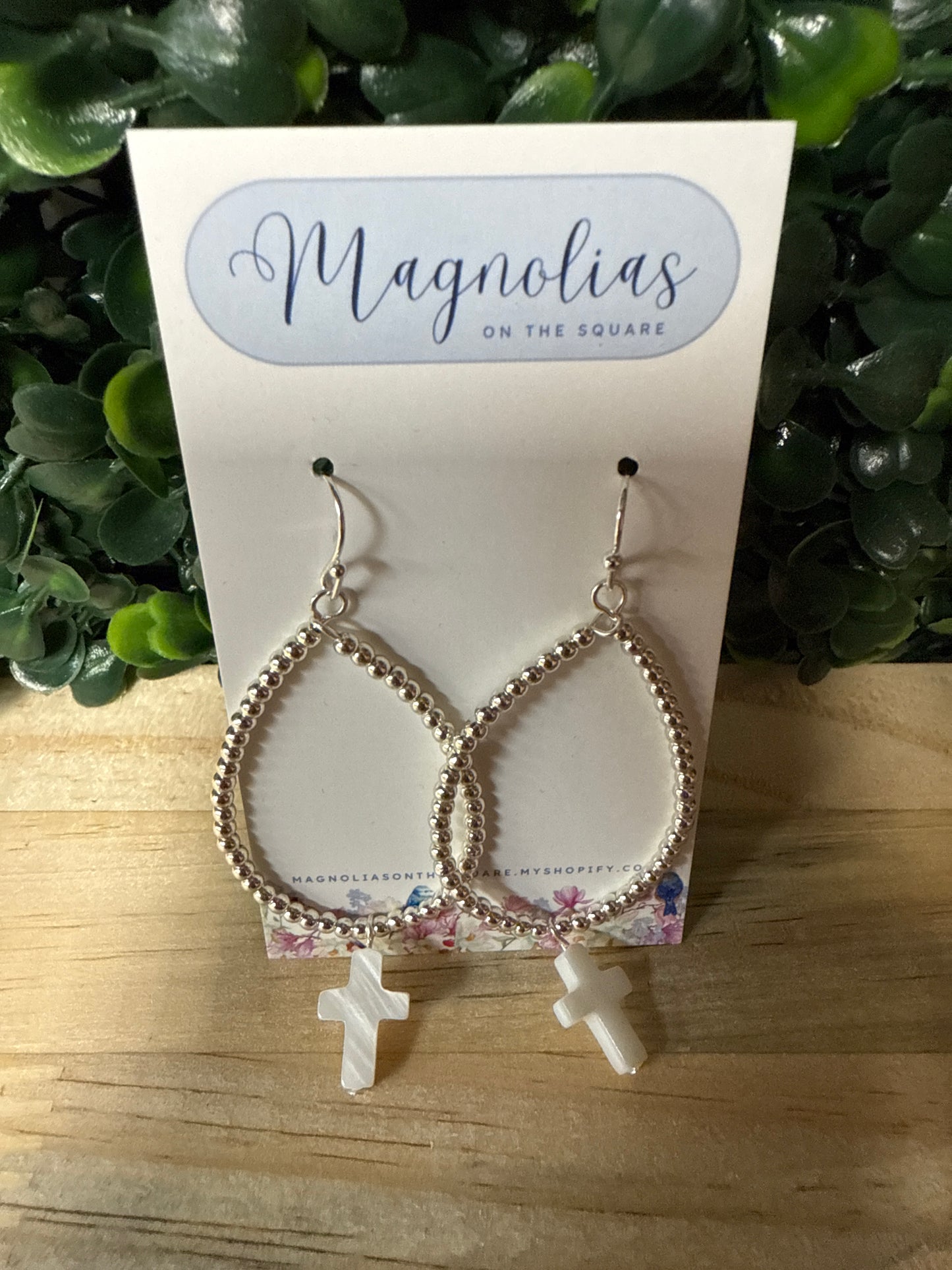 BEADED CROSS EARRINGS