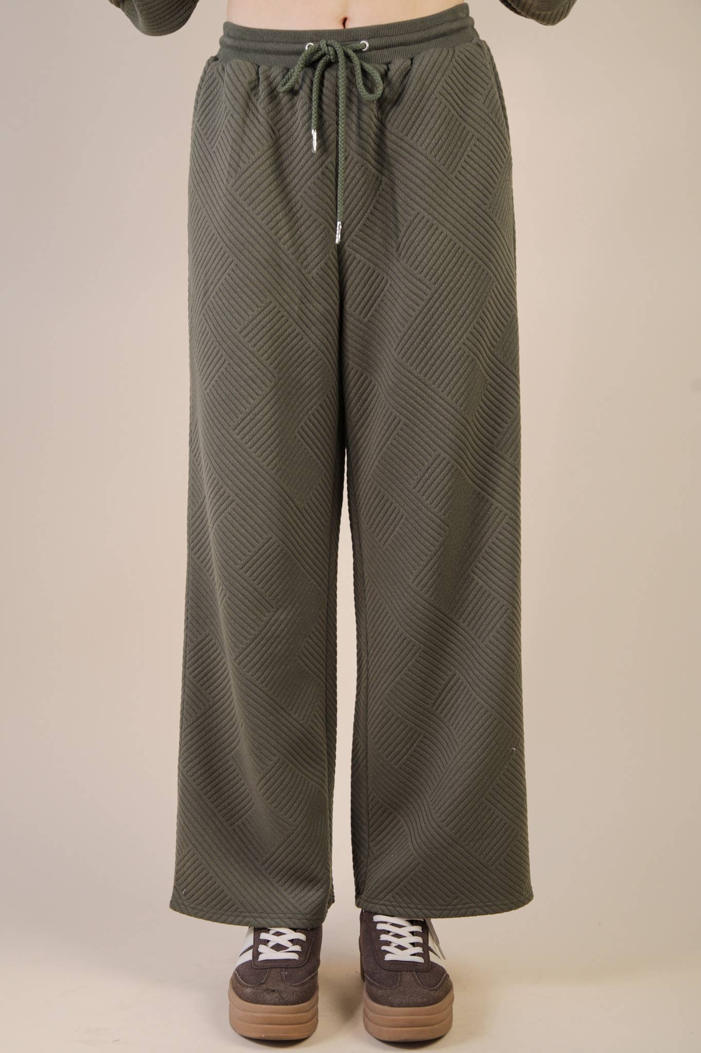 NT12404SET-Textured Knit Casual Comfy Top & Pants Set