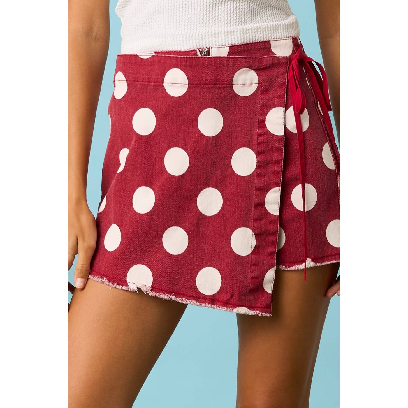 GAME DAY POLKA DOT OVERLAY WRAP FRONT MINI SKORT