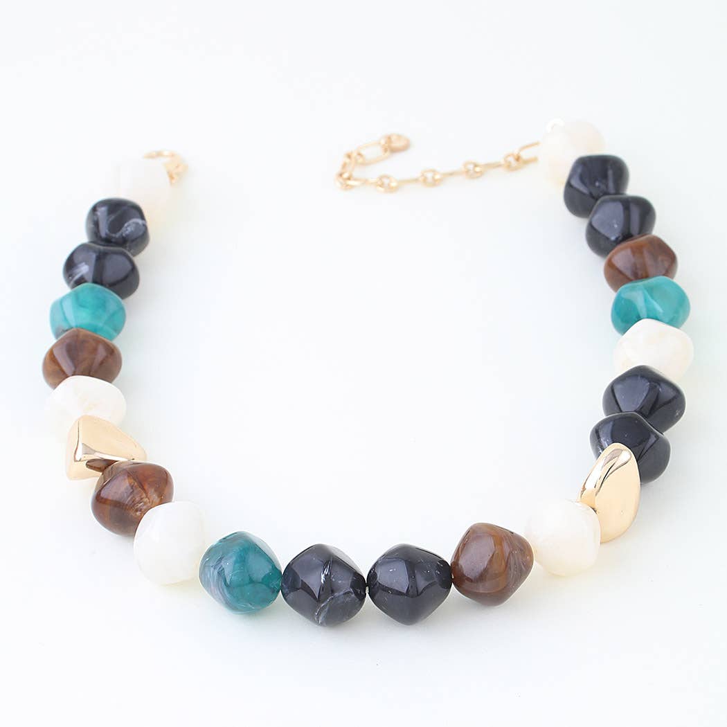 Multi Crystal Stone Beaded Necklace