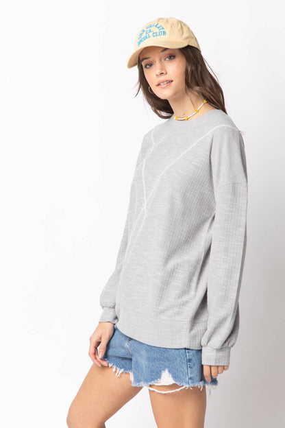 NT10897-Ribbed Knit V Stitch Top