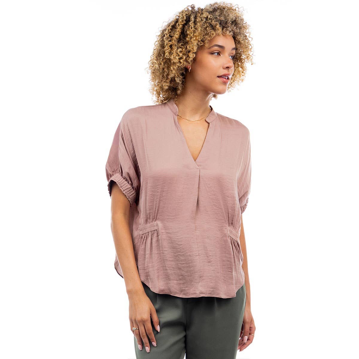 Oversized Boxy Blouse With Elastic Detail