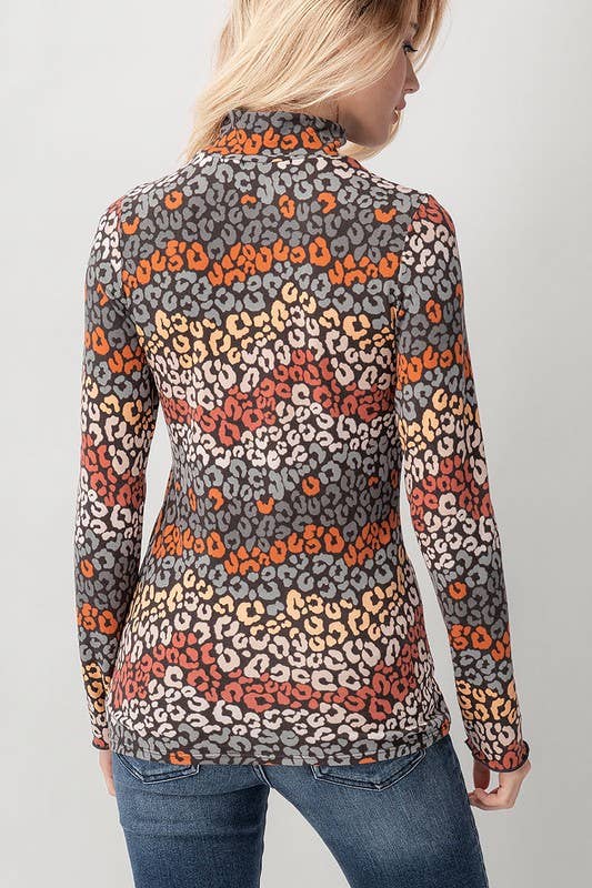 RUST LEOPARD TURTLE NECK: MULTI / S-M-L(2-2-2)