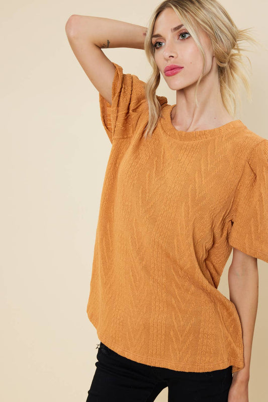 ST3032 - PUFF SLEEVE SWEATER KNIT TOP