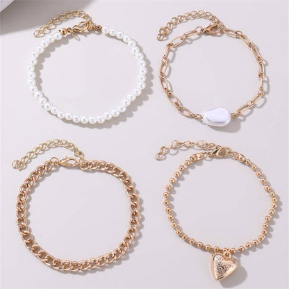 HEART PEARL LINK MULTI SET BRACELETS | 40B5163