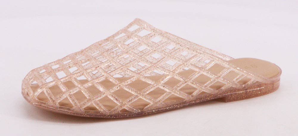 Bamboo MISHA-01 Women's Jelly Woven Mule Flats – Breathable Slip-On Closed Toe Slides
