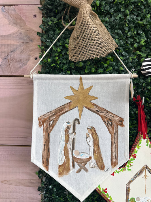 HANDPAINTED CANVAS NATIVITY HANGER