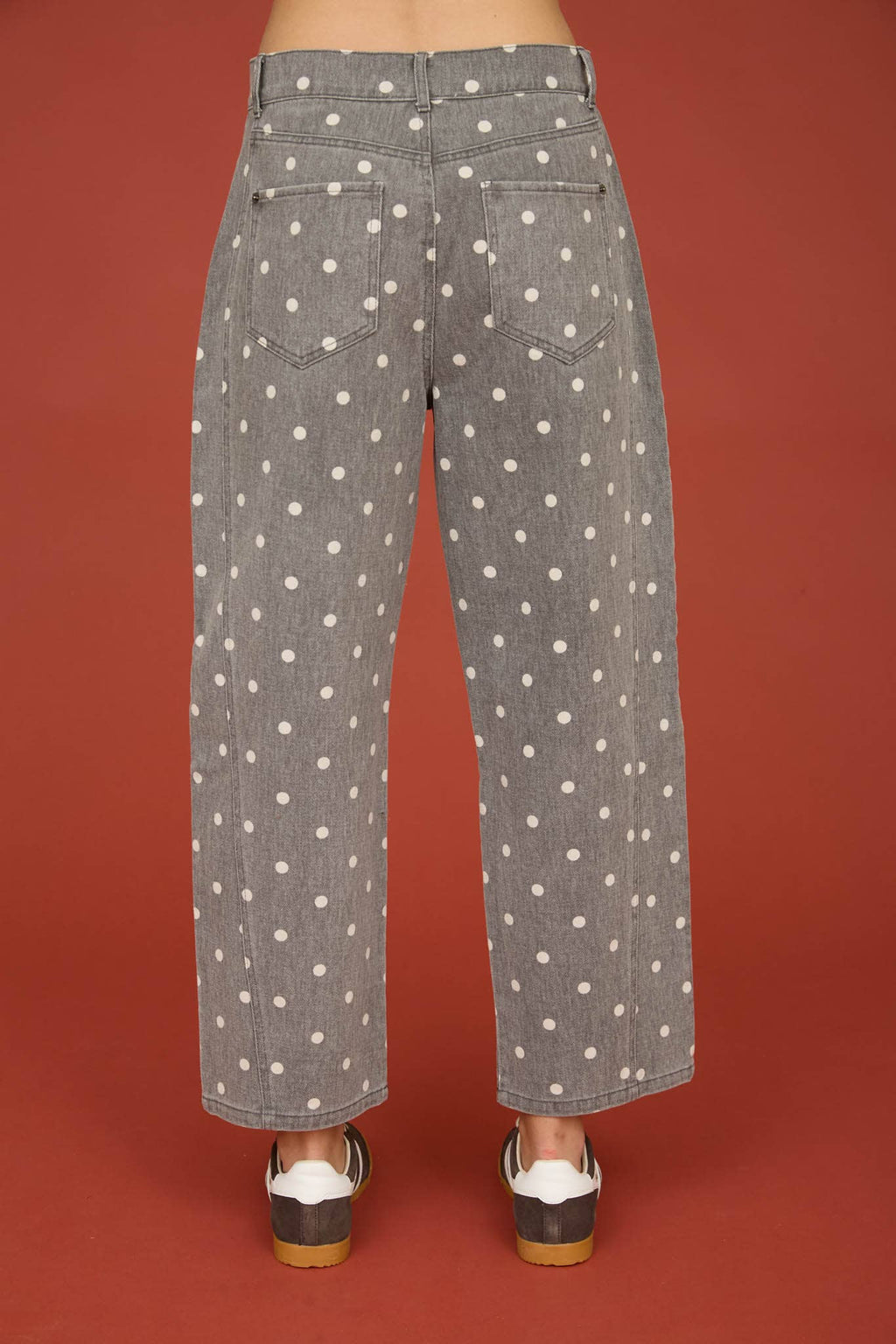 POLKA DOT HIGH WAIST WIDE LEG JEANS