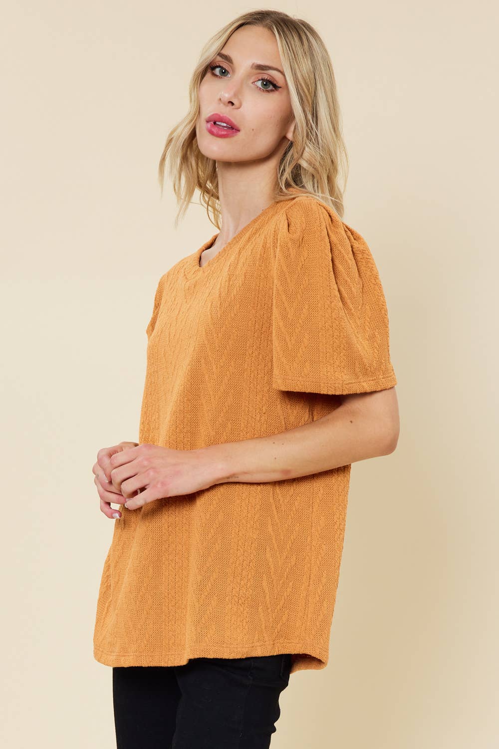 ST3032 - PUFF SLEEVE SWEATER KNIT TOP