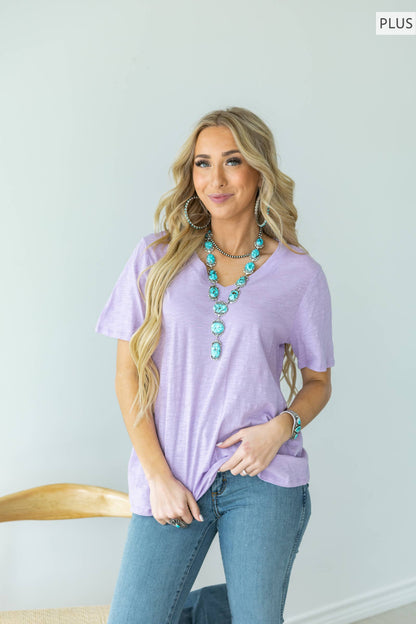 PLUS SIZE Casual Basic Cotton V Neck Short Sleeve: BLACK / 2X