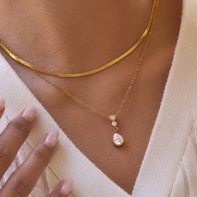 18K STAINLESS STEEL TARNISH FREE LAYERED NECKLACE | 40NK9691