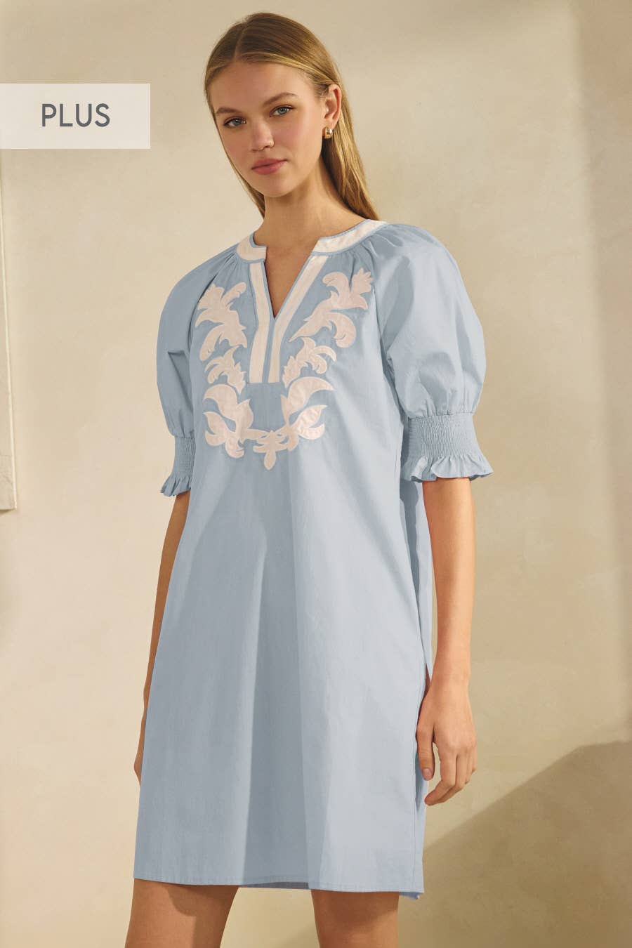 Plus Cotton Poplin Mini Dress