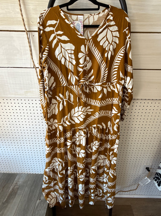 LEAF PRINTED MAXI DRESS