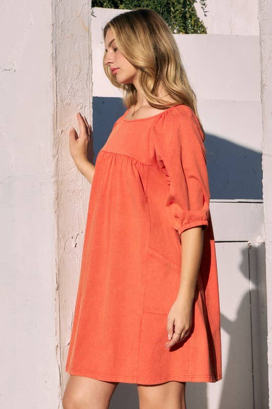 Washed Solid Mini Dress