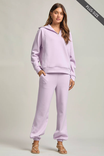 PLUS SIZE Quarter Zip Pullover + Jogger Modal Travel Set