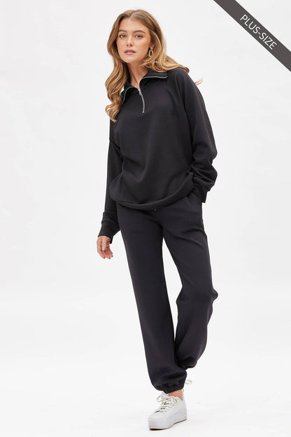 PLUS SIZE Quarter Zip Pullover + Jogger Modal Travel Set