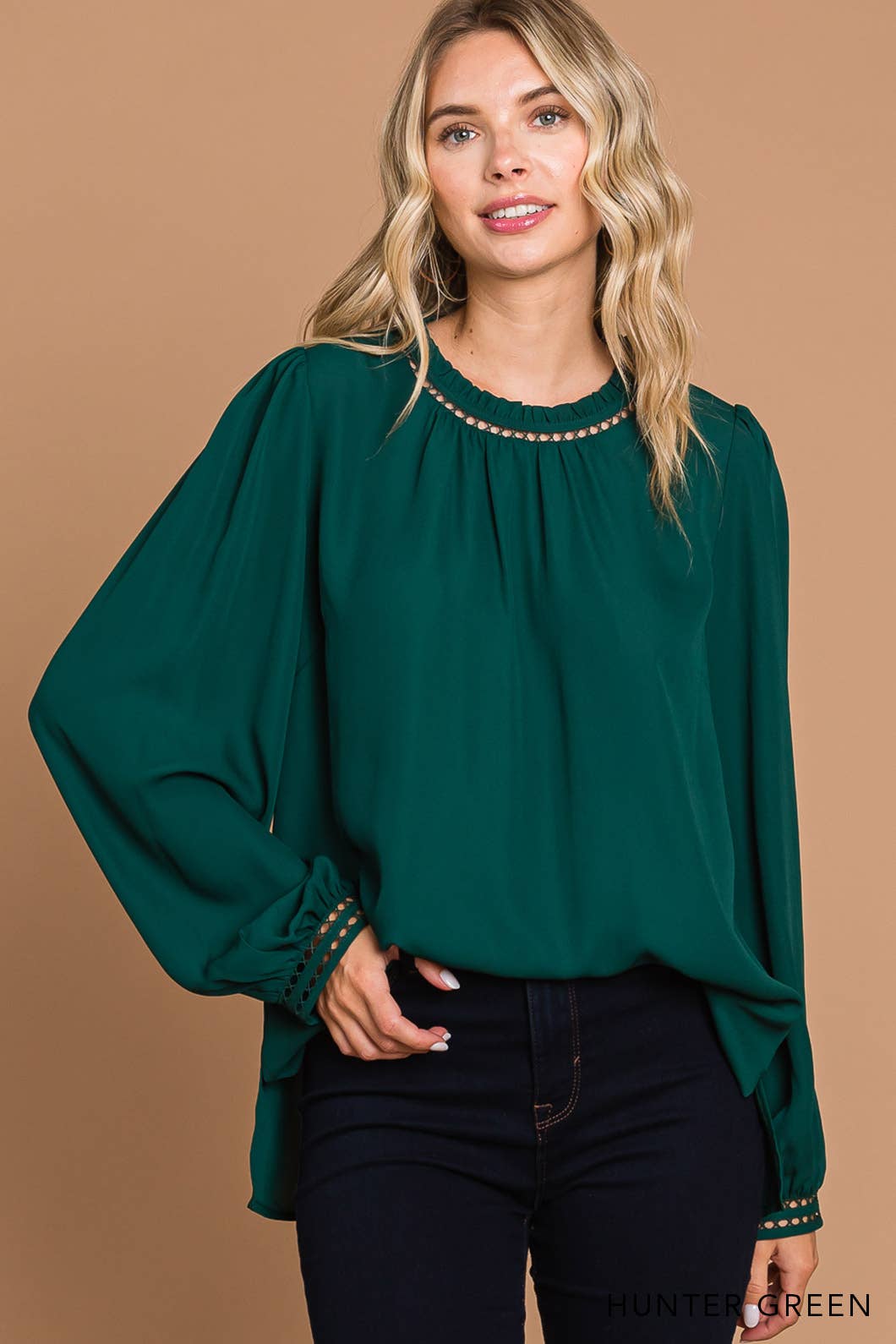 64556W-Women's Soft Ladder Trim Detailed Top