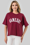 GAMEDAY Embroidered Applique Top Burgundy