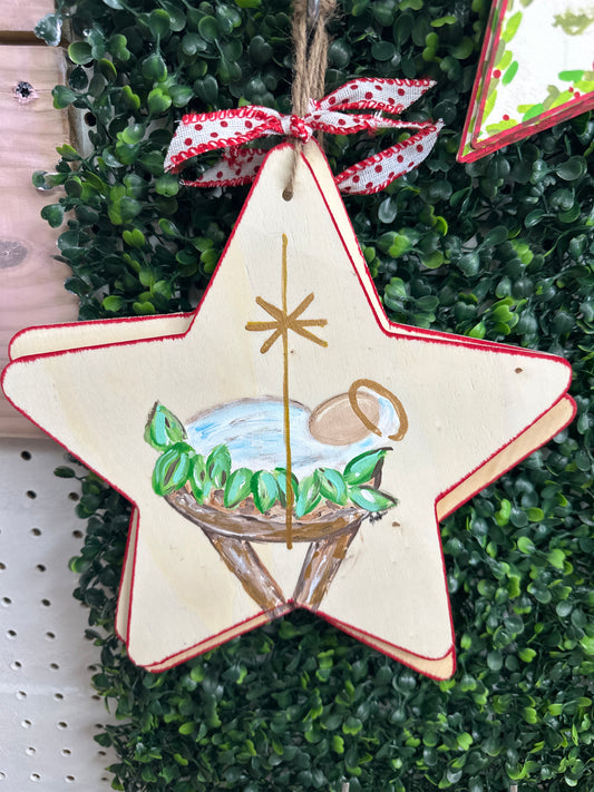HANDPAINTED BABY JESUS STAR ORNAMENT