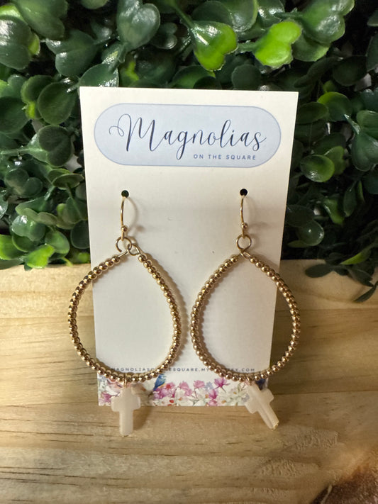 BEADED CROSS EARRINGS