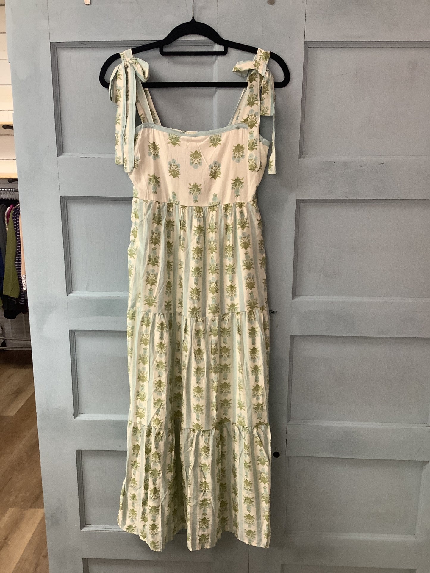 STRIPED FLORAL MAXI DRESS