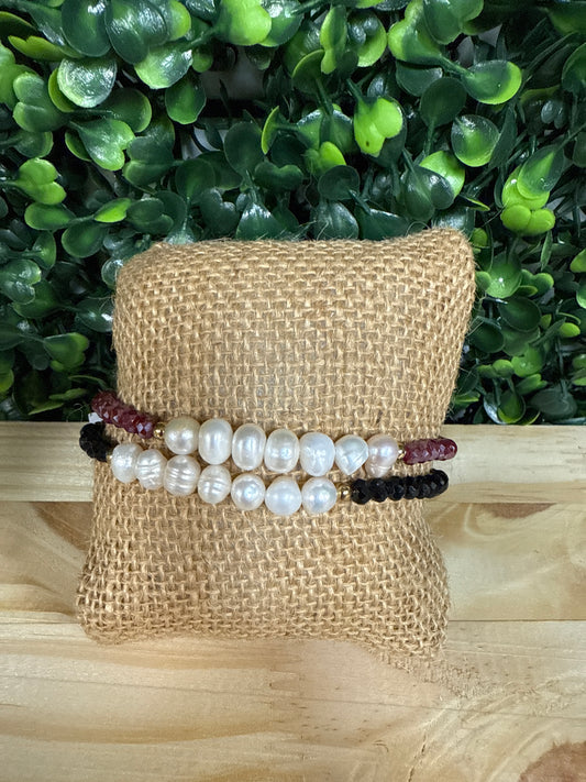 BEADED PEARL BRACELET DUO