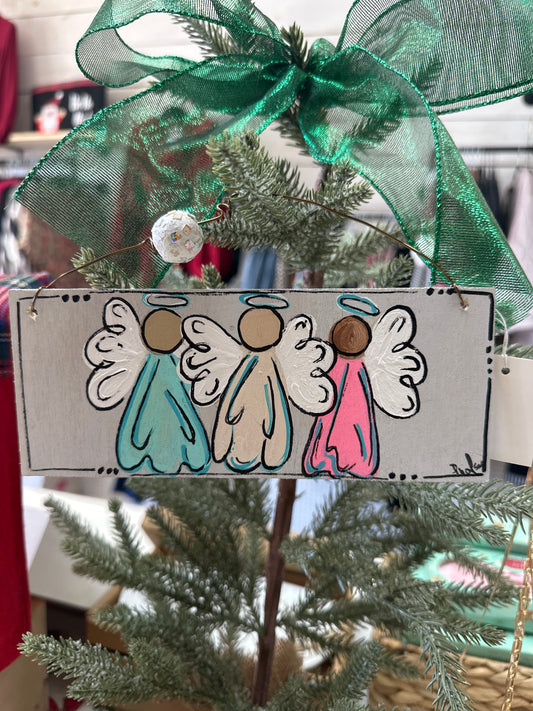 HANDPAINTED TRIO ANGEL ORNAMENT