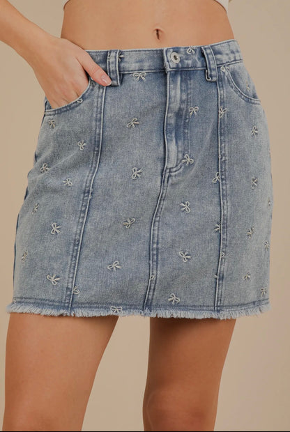 DENIM BOW SKIRT