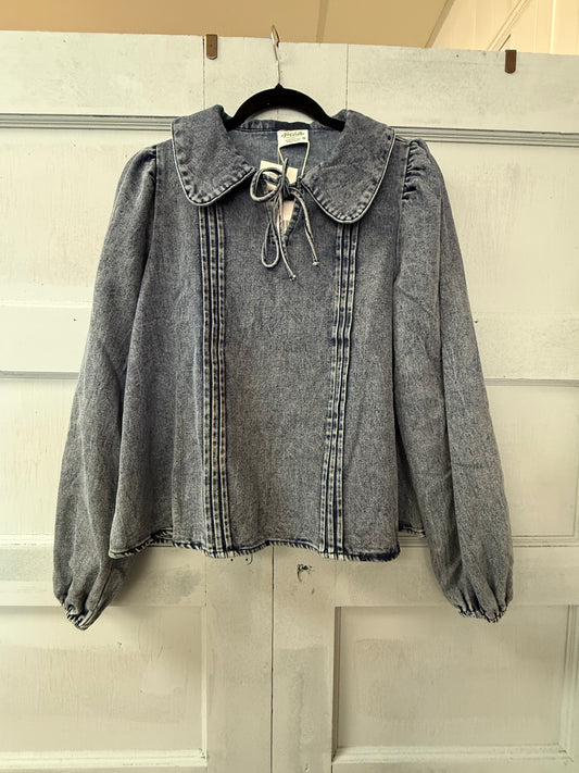 DENIM DROP COLLAR TOP