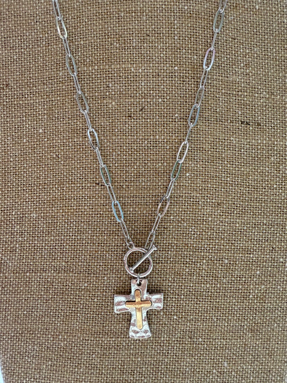 link cross necklace